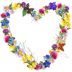 Summer flowers watercolor background