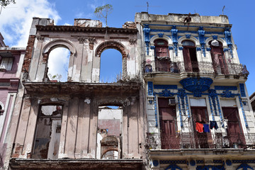 Typical old havana architecture in the center of Havana Cuba