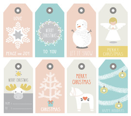 Set of 8 holidays gift tags 