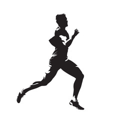 Fototapeta na wymiar Running man, abstract vector isolated silhouette. Side view. Marathon runner