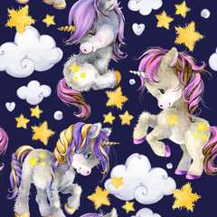 cute unicorn watercolor seamless pattern © Елена Фаенкова