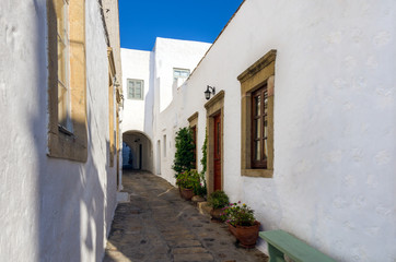 Fototapeta premium Traditional architecture in the chora of Patmos island, Dodecanese, Greece 