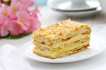 Delicious layer cake with cream