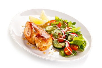 Grilled chicken fillet on white background