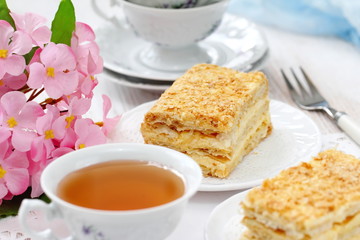 Delicious layer cake with cream