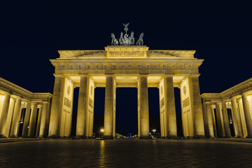 Brandenburg gate at night, Berlin, Germany, Europe