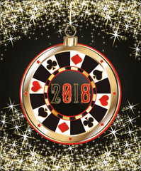 New 2018 year poker chip,  vector illustration