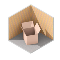 3d isometric rendering illustration of empty opened box