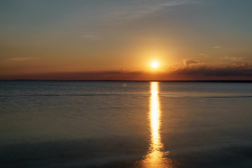 Naklejka na ściany i meble summer sunset on the gulf of finland on baltic sea