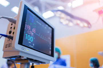 EKG monitor at ICU  in hospital operating theatre - obrazy, fototapety, plakaty