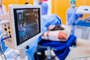 EKG monitor at ICU  in hospital operating theatre