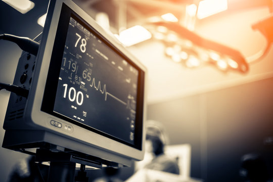 EKG Monitor At ICU  In Hospital Operating Theatre