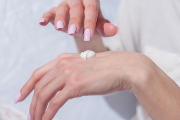 woman hands with cream