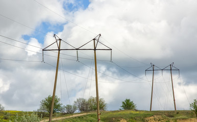 power poles. group of electric poles