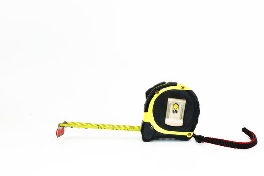 Yellow measuring tape with hand strap rope