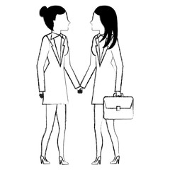 businesspeople with portfolio avatars characters