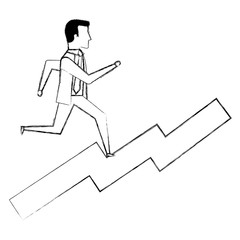 businessman running in statistics avatar character