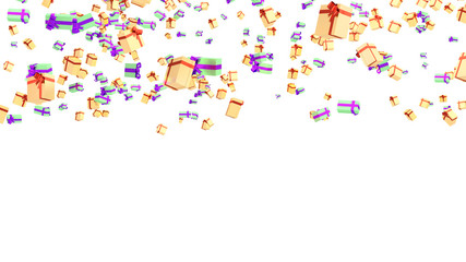 Rain of Several Green Purple and Orange Red Gold Gifts