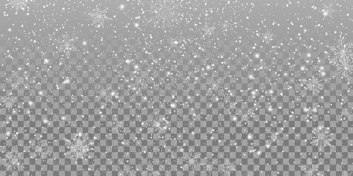 Falling Christmas Shining transparent beautiful, little snow isolated on transparent background. Snowflakes, snow background. heavy snowfall, snowflakes in different shapes and forms.