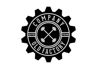 Unique Flat Gear Barbell Cross GYM Company Logo Stamp 