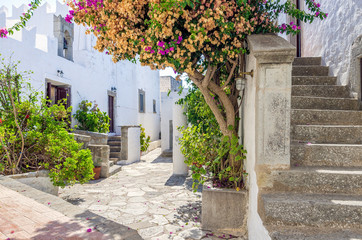 Fototapeta na wymiar Traditional architecture in the chora of Patmos island, Dodecanese, Greece 