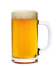 Cold beer in glass isolated on white background