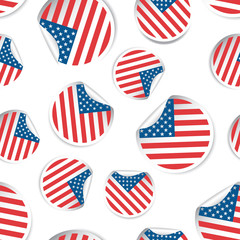 Usa flag sticker seamless pattern background. Business concept America label pictogram. Usa flag symbol pattern.