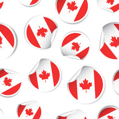 Canada flag sticker seamless pattern background. Business concept label pictogram. Canada flag symbol pattern.