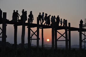 U Bein Bridge Mandalay Myanmar Wooden Foot Bridge