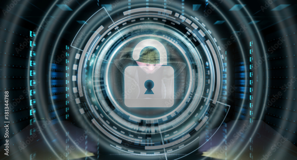 Fototapete Hacker accessing to personal data information with a computer 3D rendering