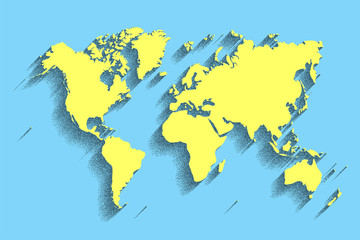 world map vector. color background with shadow