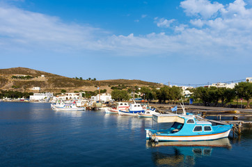 Fototapeta na wymiar The harbor of Patmos island, Dodecanese, Greece 