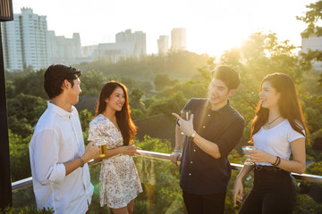 Naklejka premium Group of asian people party