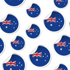 Australia flag sticker seamless pattern background. Business concept label pictogram. Australia flag symbol pattern.