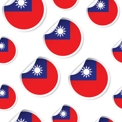 Taiwan flag sticker seamless pattern background. Business concept label pictogram. Taiwan flag symbol pattern.