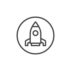 Startup business rocket line icon, outline vector sign, linear style pictogram isolated on white. Start up symbol, logo illustration. Editable stroke