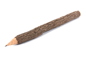 Natural wood pencil isolated on white background.Nature wooden pencil isolated
