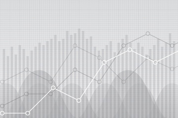 Financial data graph chart, vector illustration. Trend lines, columns, market economy information background. Growth company economic concept.