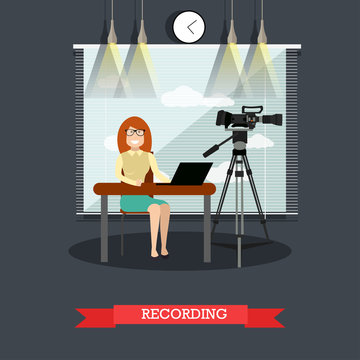 Court recording vector illustration in flat style