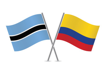 Botswana and Colombia flags.Vector illustration.