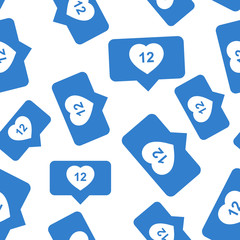 Like, comment, follower seamless pattern background icon. Business flat vector illustration. Social network sign symbol pattern.