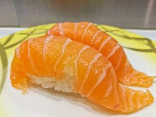 Japanese fresh Atlantic salmon belly sushi