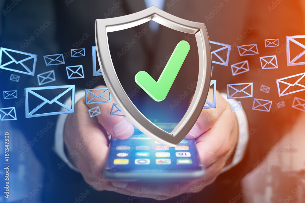 Poster shield symbol displayed on a futuristic interface - 3d rendering