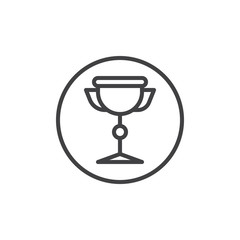 Trophy line icon, outline vector sign, linear style pictogram isolated on white. Winner cup symbol, logo illustration. Editable stroke