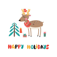 Christmas card with deer