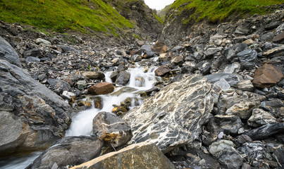 beautiful waterfall in the Swiss Alps near Bad Ragaz