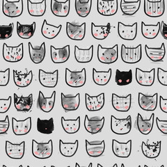Seamless pattern with cute cats