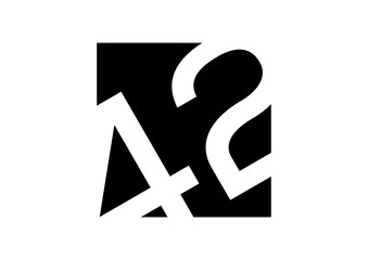 Black Square Number 42 Flat Logo Symbol - obrazy, fototapety, plakaty