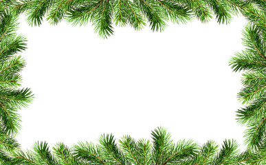 Fototapeta na wymiar Green Christmas tree twigs borders