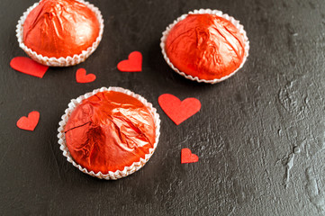 Candy on a black background.